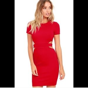 Lulus Feelin’ the Heat Red Bodycon Dress